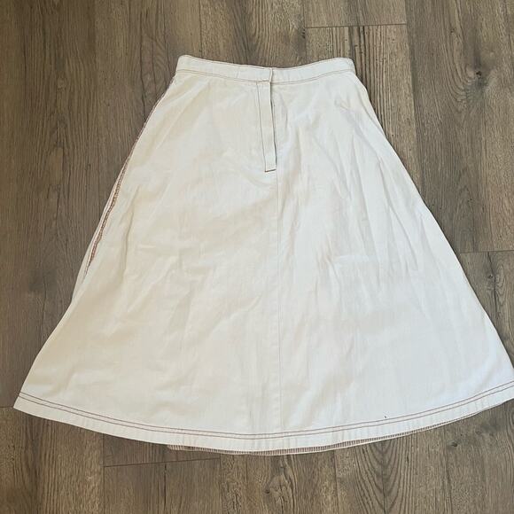 Maeve Anthropologie Parkland Denim A-Line Midi Skirt Cream Size 0 - Picture 3 of 9